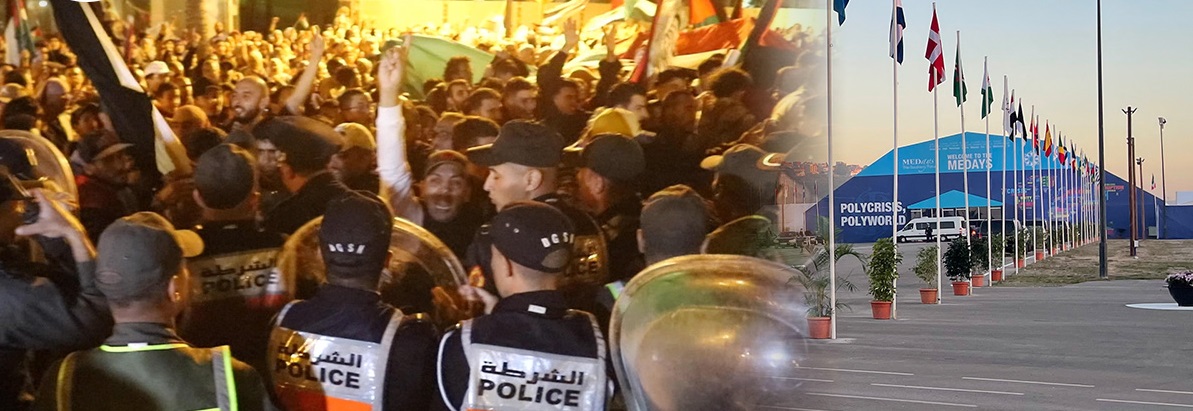 طنجة: احتجاجات ضد العدوان الإسرائيلي على غزة بالتزامن مع انطلاق منتدى “ميدايز”